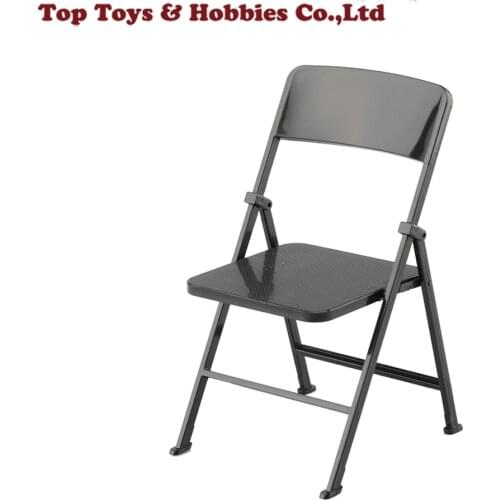 1/6 Scale Soldier Figure Accessory Black Folding Chair Model Family Scene for 12" Action Figure Soldier Toys Doll Body