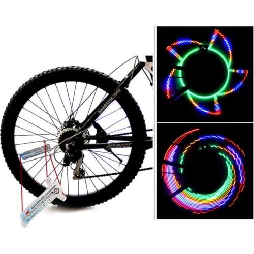 Bicycle Tyre Wheel Lights Double Sided 16 LED Outdoor Motorcycle Night Cycling Safety Signal Lamp Road Bike Fittings RR7242