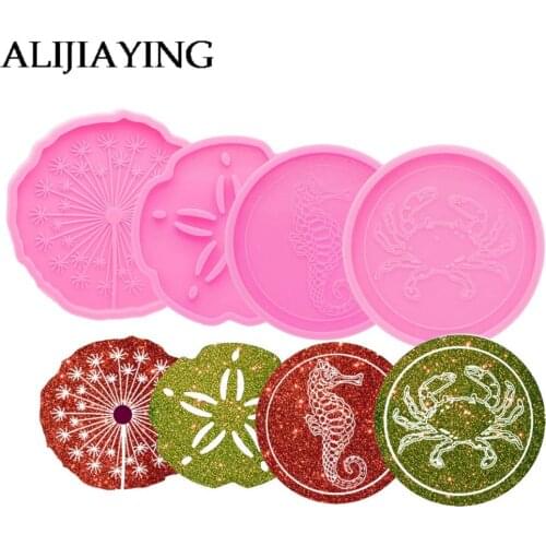 DY0833 Glossy Dandelion Silicon Geode Coaster Agate Resin Mold ,Silicone Mould To Make Keychain Crafts with Epoxy, Custom molds