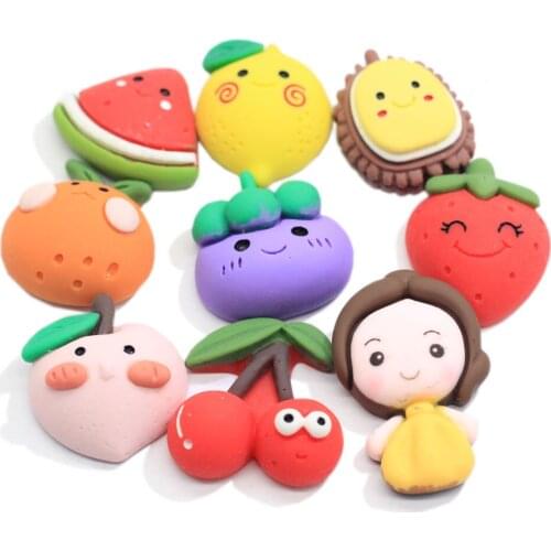 Kawaii Cartoon Fruits Peach Strawberry Cherry Flatback Resin Cabochon For Phone Decoration DIY Jewelry Accessories Scrapbook