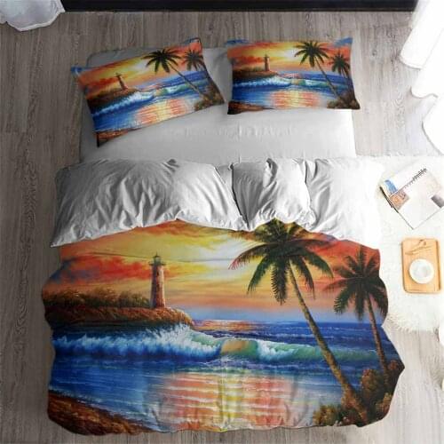 HELENGILI 3D Bedding Set Beach Coconut tree Print Duvet cover set bedclothes with pillowcase bed set home Textiles