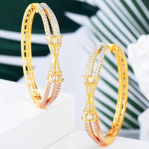 GODKI Jimbora DUBAI Statement Round Circles Hoop Earrings Trendy Full Cubic Zirconia Earring for Women Bridal Wedding Jewelry