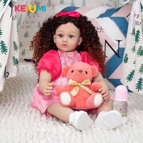 KEIUMI 24 Inch Princess Reborn Baby Dolls Soft Silicone Handmade Cloth Body Reborn Bebe Reborn Toys For Childs Playmates