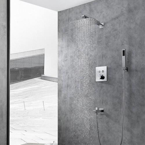 Wall Mount Bathroom Rain Waterfall Shower Faucets Set Concealed Chrome Shower System Bathtub Shower Mixer Faucet Tap 4.8