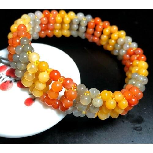 Natural Jade Golden Silk Elastic Bracelet Adjustable Bangle Charm Jewellery Fashion Accessories Hand-Carved Woman Amulet
