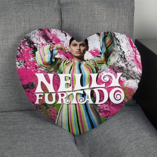 Nelly Furtado Custom Heart Shape Pillow Cover Custom Zipper Pillowcase Cover Wedding Home Office Decorative