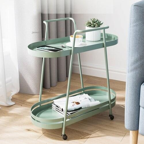 Wrought Iron Living Room Sofa Side Table Modern Minimalist Home Balcony Trolley Nordic Dormitory Coffee Tables Restaurant Cart