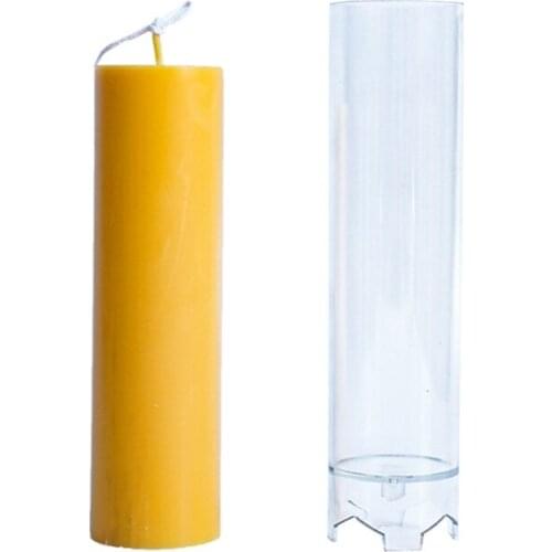 Clear Plastic Candlestick Mold Pillar Cylindrical Candle Mould Home Decoration