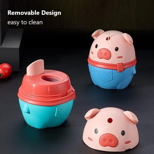 Cute Pig Push-type Toothpick Holder Home Creative Piggy Automatically Pops Up Plastic Toothpick Box Restaurant Storage Box
