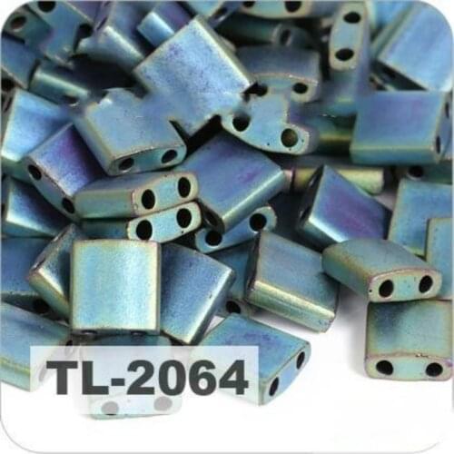 Taidian Matte Metallic Blue Green Iris Japanese Tila Bead For Hand Craft 5.0x5.0x1.9mm 5grams/lot