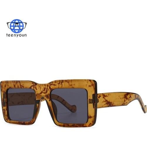 TEENYOUN 2021 Square Sunglasses For Women Men New Trend Oversized Sexy Leopard Sun Glasses Luxury Gradient Eyewear Oculos