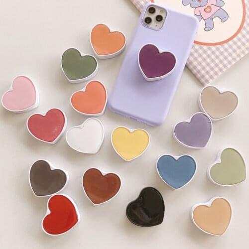 Universal Pure Love Heart Shape Mobile Phone Bracket Cute 3D Airbag Phone Expanding Stand Grip Finger Holder Socket For iPhone