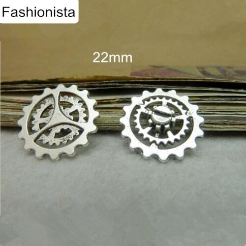 Steampunk Vintage Gear Charms Pendant Antique Silver/Bronze Design Cog Charms Diy Jewelry Charms 22mm , 90 pcs - Free Shipping
