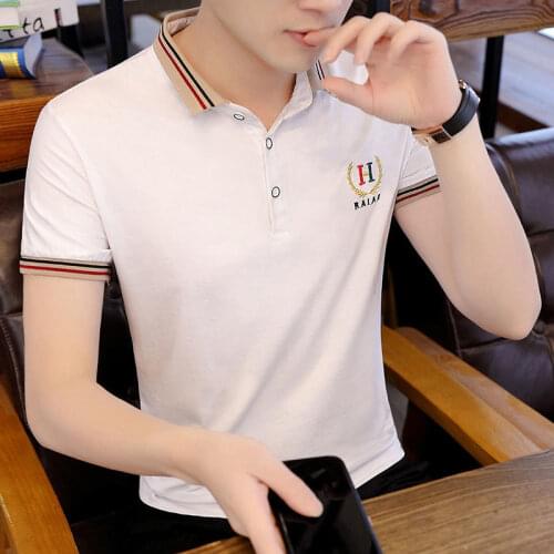 Embroidery Polo Shirts Men 2021 Summer New Trendy Mens Short Sleeve T-shirt Mens TShirt Men Clothing Black White Pink T Shirts