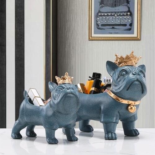WU CHEN LONG Creative French Bulldog Statue Dog Storage Box Art Sculpture Luxurious Resin Craft Modern Home Decorations R4726
