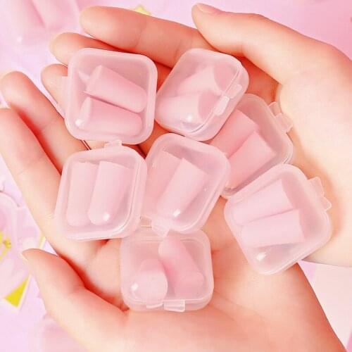 1pair Soft Pink Anti-noise Health Soft PU Cotton Ear Plugs Prevention Earplugs Noise Reductionc Safe Sleep Soundproof Headphones