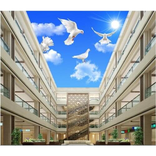 3d room wallpaper custom mural non-woven Hd dream blue sky clouds flying pigeon ceiling murals photo wallpaper for walls 3 d