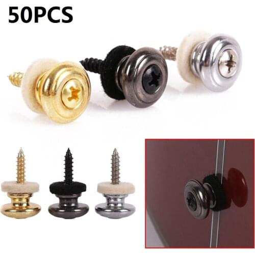 50pcs Chrome Copper Guitar Strap Locks Mushrooms Heads Guitar Bass Strap Locks Pins Belt Buckle Buttons Silver/Black/Silver New