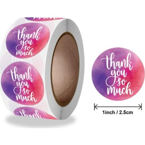 500piece 1inch Sealing sticker Colorful Thank you Gradual Transition pink red ift Package label envelope 25mm