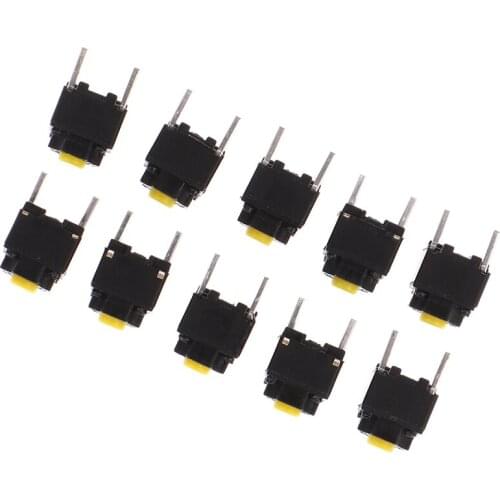 6*6*7.3mm 10pcs Mute Button Silent Switch Wireless Mouse Wired Mouse Button Micro Switch Yellow Push Button Switch
