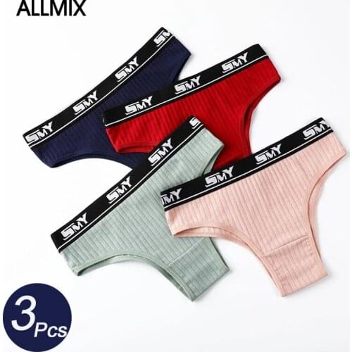 ALLMIX 3Pcs/lot Sexy Womens Cotton Sport Panties Underwear Seamless Letter Briefs Low Waist Comfort Breathable Lady Lingerie