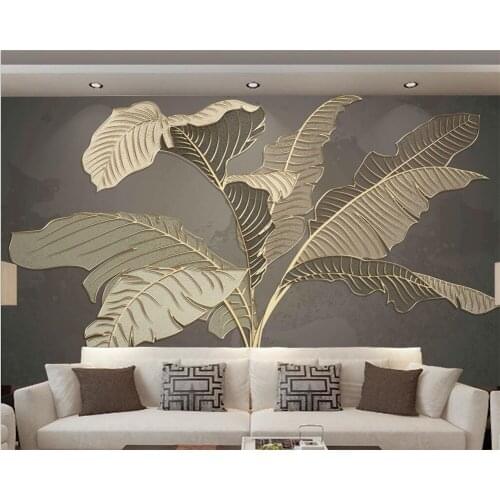 Beibehang Custom hand painted nordic wind banana leaf golden background wallpaper papel de parede wall papers home decor
