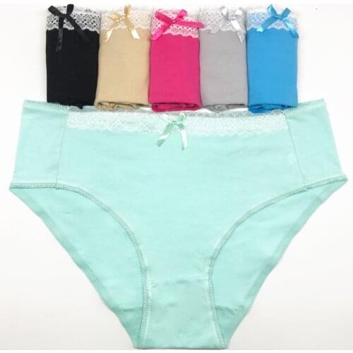 Free Shipping 4pcs/lot Big yards 2XL/3XL/4XL Lady Lace Cotton Large briefs Womens Underwear plus size Mommy Pants 89226