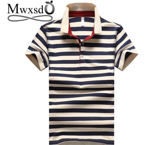 Mwxsd brand mens striped cotton polo shirt short sleeve Men Casual Polo shirt breathable polo homme men brand cloth m-4xl