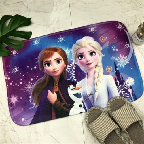 Disney Frozen Cartoon Faile Velvet Printed Floor Mat Non-slip Absorbent Foot Pad Sponge Childrens Bathroom Mat