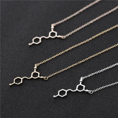 Red Wine Element Dopamine Chemistry Caffeine Formula Hormone Molecule Serotonin Scientific Molecular Structure Necklaces