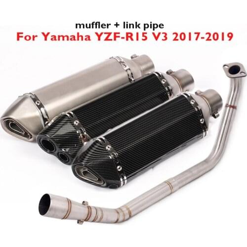 Motorcycle Exhaust Muffler Escape Silencer Tip Connector Link Pipe Header Tube for Yamaha YZF-R15 V3 2017-2019