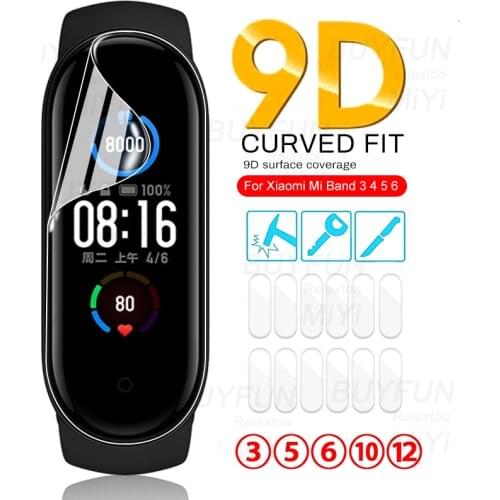 3-12PCS 9D Curved Hydrogel Film For Xiaomi Mi Band 6 Bracelet Screen Protectors Not Glass My Band 6 Band6 Miband6 Bend 6 5 4 3