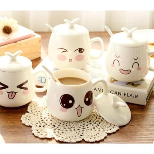 1PC Creative Cute Expression Ceramic Mugs Water Container Cups And Mugs Porcelain Tea Cup Coffee Mug Wholesale LF 173