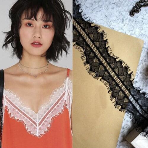 6 meters/lot 8cm Wide Polyester Middle Hollow Edge Embroidery Eyelash lace ribbon trim Craft Supply