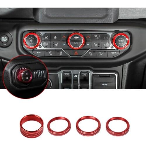 Air Condition Knob Cover Trims, AC Switch Temperature Climate Control Rings for Jeep Wrangler JL 2018