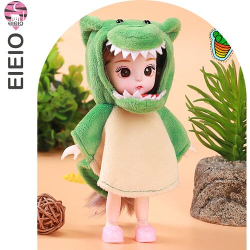 EIEIO13 Movable Joints 6 Inch BJD Doll 17cm 1/12 Makeup Dress Up Cute Brown Blue Eyeball Dolls with Fashion Dress for Girls Toy