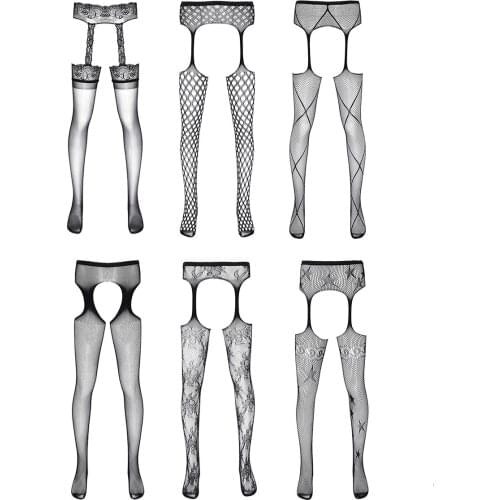 Mens Gay Stretchy Hollow Out Sexy Socks Fishnet Stockings Tights See-through Crotchless Apparel Pantyhose for Lingerie Nightwear