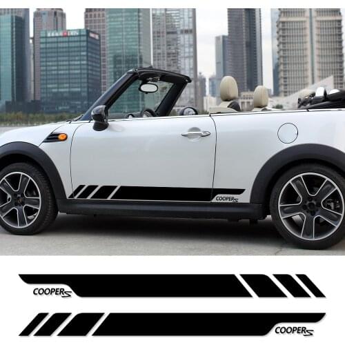 Door Side Skirt Decal Stripe Graphic Car Sticker and Decal for BMW Mini Cooper S R50 R52 R53 R56 R57 R58 R59 2-Door Car Styling