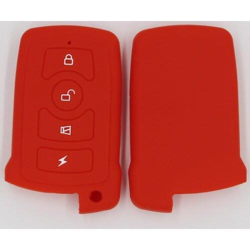 2PC Durable Silicone Rubber Car Key Cover Case 4 Button Car Key Case Shell Cover Keychain Car-stying for Bmw X3 X5 X7 Z4