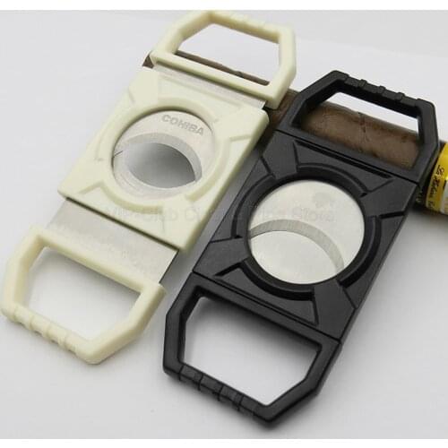 COHIBA Stainless Steel Cigar Cutter Big Ring Gauge Cigars Smooth Double Metal Blades Sharp Tobacco Smoking Cutting Portable