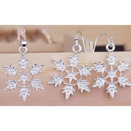 S058 Korean fashion texture snow jewely sets alloy Necklace + Earrings Two-piece Set