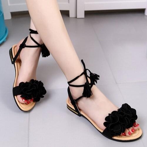 Outdoor Sandals Women Open Toe Plus Size Tassel Flat Heel Skidding Beach Shoes Sandals Female Non-slip Summer Slipper 2021