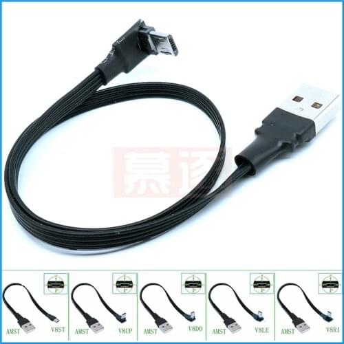 USB 2.0 Male to Micro USB Up & Down & Left & Right Angled 90 Degree Male Data Charge connector Cable 0.1m/0.2m/0.5m/0.8m
