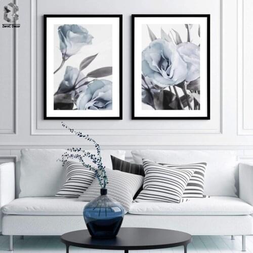 Blue Lisianthus Flowers Canvas Paintings Floral Posters Prints Valentines Gift Wall Art Pictures Bedroom Home Decor