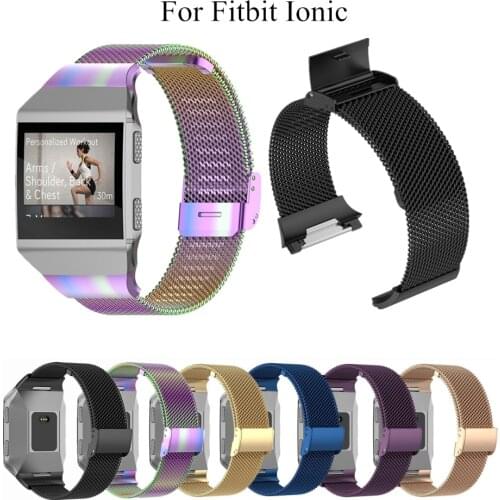 Replacement For Fitbit Ionic Smart Watch Band Stainless Steel Mesh Wristbands S/L Size for Men Women Metal Wrist Strap