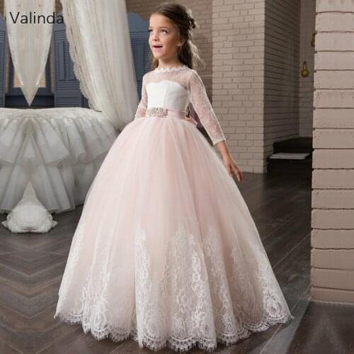 Wedding Flower Girl Dresses Long Sleeves First Communion Dresses Formal Pageant Birthday Gowns Kids Couture