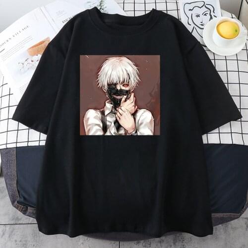 Tokyo Ghoul Anime Mask Womens T-Shirt Street Trendy Summer 2021 T Shirt Hip Hop Casual Tshirts Harajuku Base Black Tee Women
