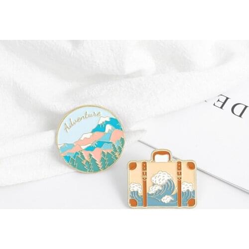 Outdoors Brooch Briefcase Big Waves Pin Wild Camping Hiking Bag Clothes Lapel Pin Jewelry Gift Jewelry Brooch