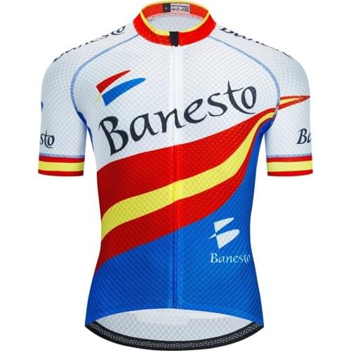Cycling Mens Bike Banesto Jerseys Short Sleeves Summer Motocross Mountain Bike Downhill Racing Road Bicycle Tops