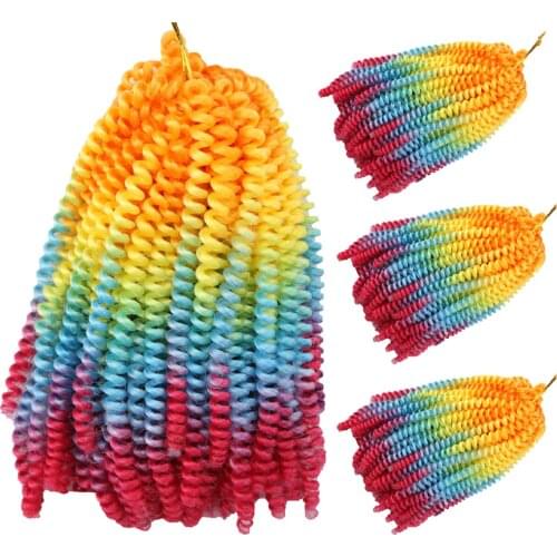 Spring Twist Hair Crochet Braids Ombre Braiding Hair 8 inch Synthetic Hair Extensions Passion Twists Fluffy Rainbow color